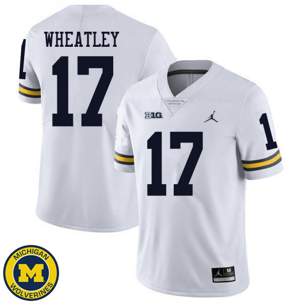 Men's Michigan Wolverines #17 Tyrone Wheatley White Jordan Brand Football Jersey